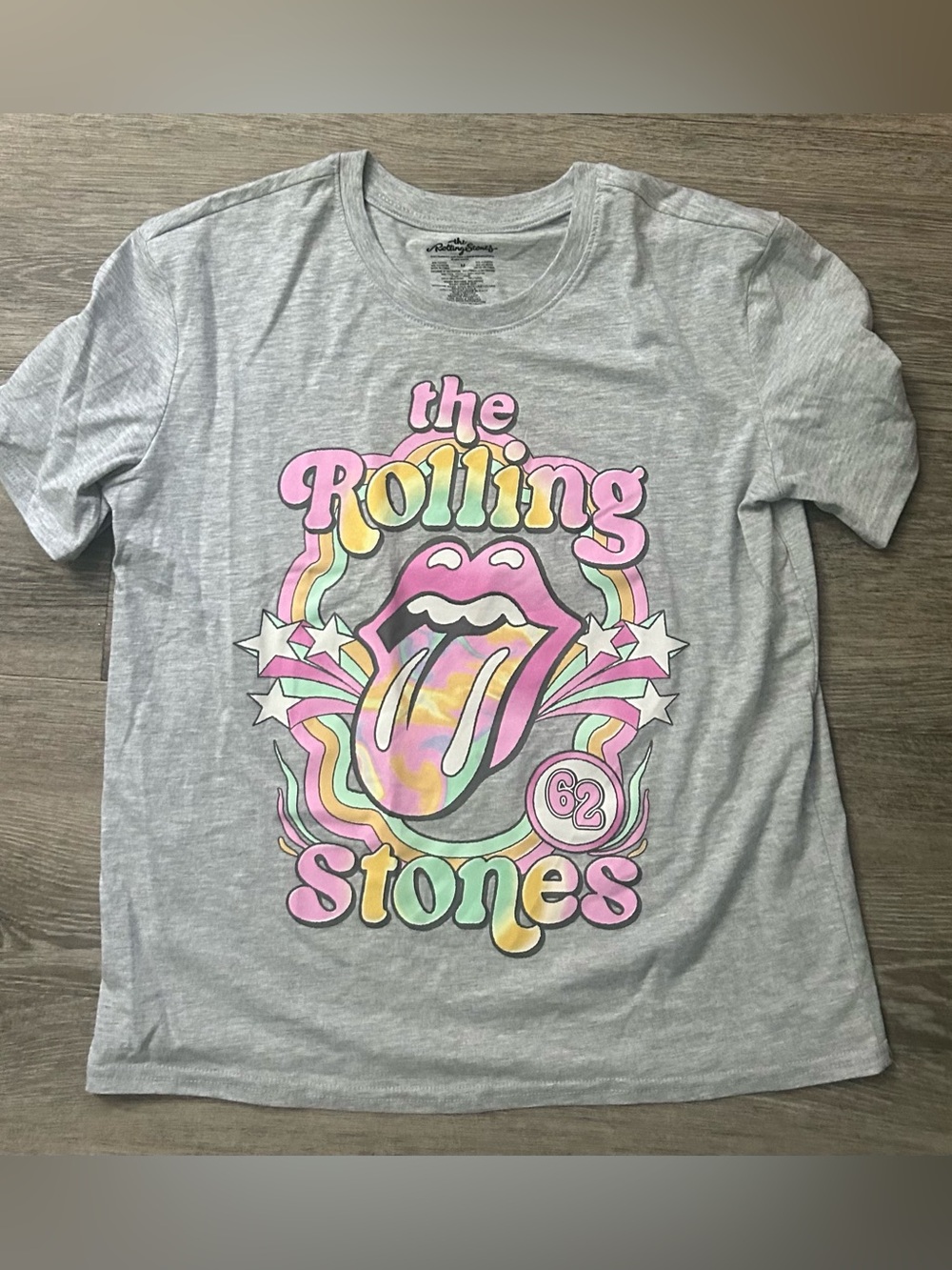 the Rolling Stones Kids Tee - Gray with Pink, Yellow & Pastel Multicolor